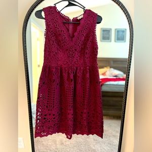 Altard State Eyelet Dress - Burgundy Size 4